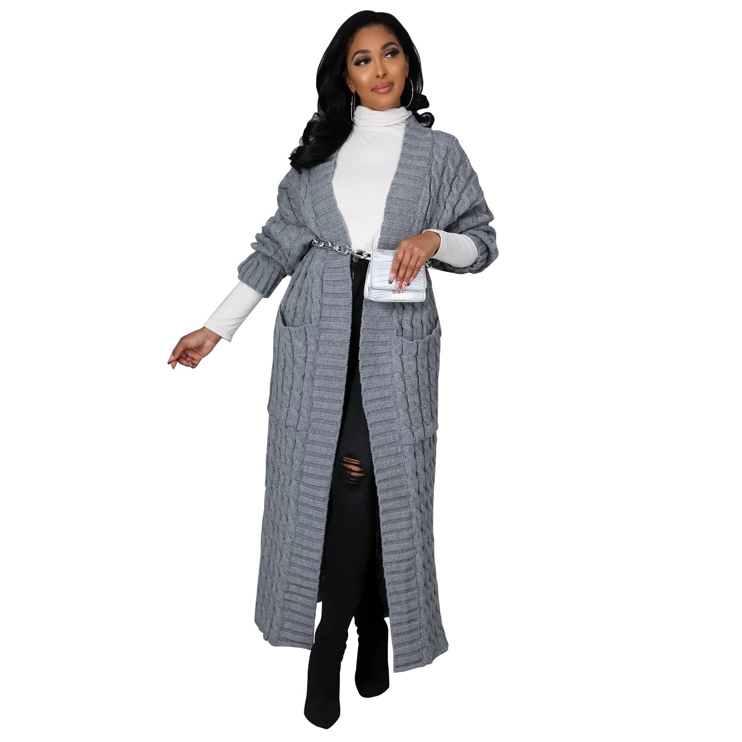Autumn Winter Women Clothing Sexy Casual Long Sleeve Long Sweater Coat Bella Mia