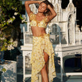 Floral Lace up Split Swimsuit Women High Waist Slimming Seaside Vacation Bikini Skirt Bella Mia