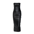 Women Clothing Autumn Sleeveless Tube Top Sexy Slimming Slit Mid Length Sheath Dress Women Bella Mia