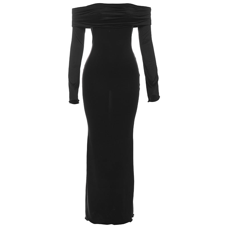 Winter Women Clothing Elegant off Shoulder High Waist Slim Dress Bella Mia
