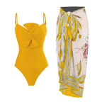Bow Solid Color One Piece Women Swimwear Suit French Retro Cover Belly Slimming Swimsuit Bella Mia