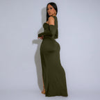 Black Tight Dress Sexy Hollow Out Cutout Split Dress Long Bella Mia