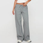 Women Wear Autumn Casual Loose Drawstring Tight Waist Solid Color Trousers Bella Mia