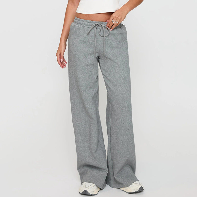Women Wear Autumn Casual Loose Drawstring Tight Waist Solid Color Trousers Bella Mia