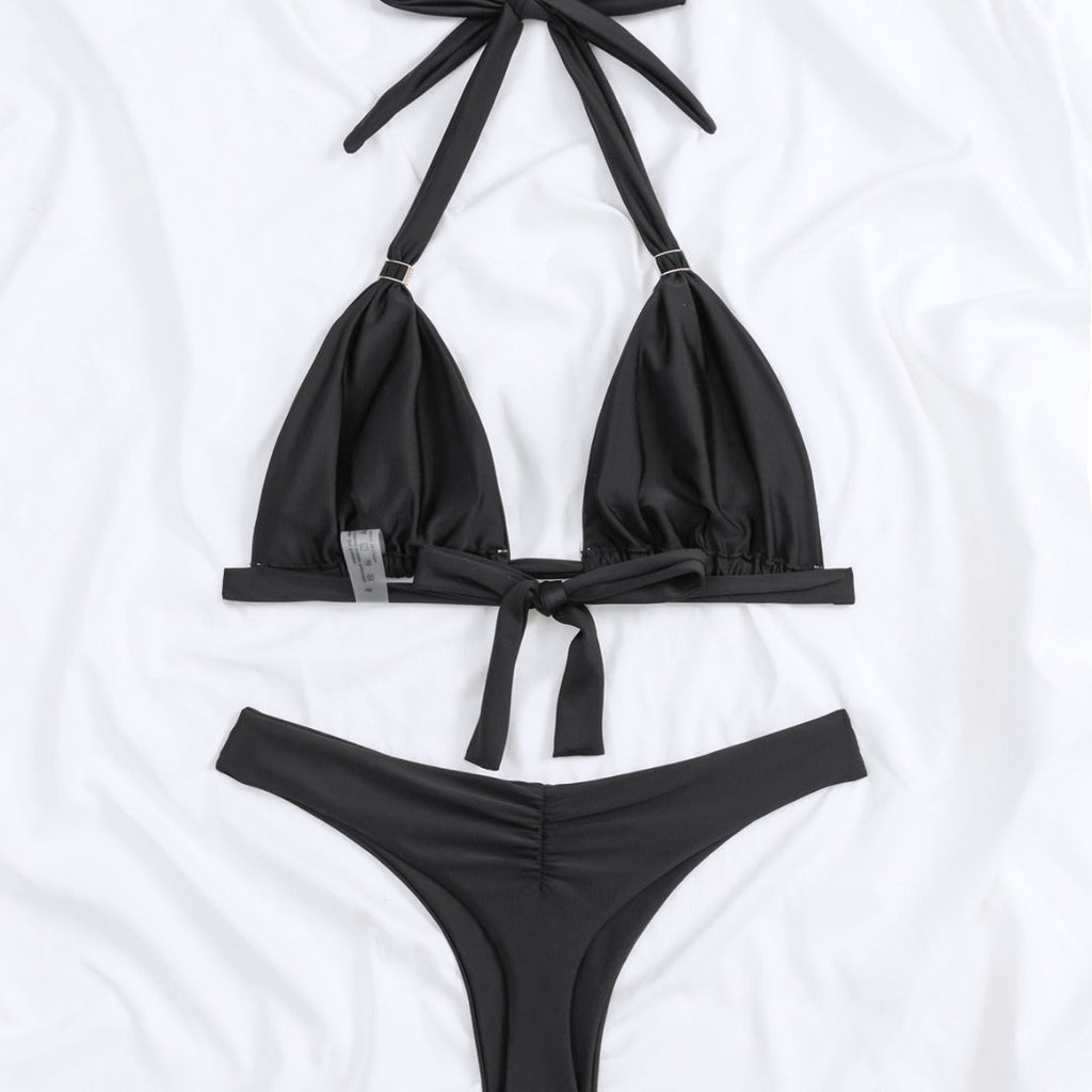 Bikini Solid Color Tied T Shaped Sexy Bikini Split Swimsuit Swimwear Bella Mia