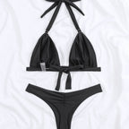 Bikini Solid Color Tied T Shaped Sexy Bikini Split Swimsuit Swimwear Bella Mia