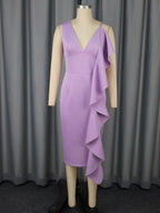 Women Clothing Sexy V neck Strap Dress Elegant Ruffle Slim-Fit Sheath Cocktail Evening Dress Bella Mia