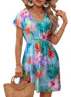 Casual V neck Sleeveless Jacket Short Sleeved Cinched Mesh Women Dress Bella Mia