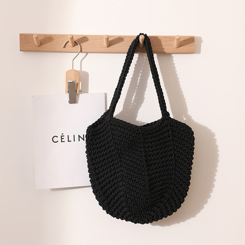 South Korea Vintage Shoulder Cotton Thread Woven Bag Crochet Handbag Straw Bag Vacation Beach Bag Bella Mia