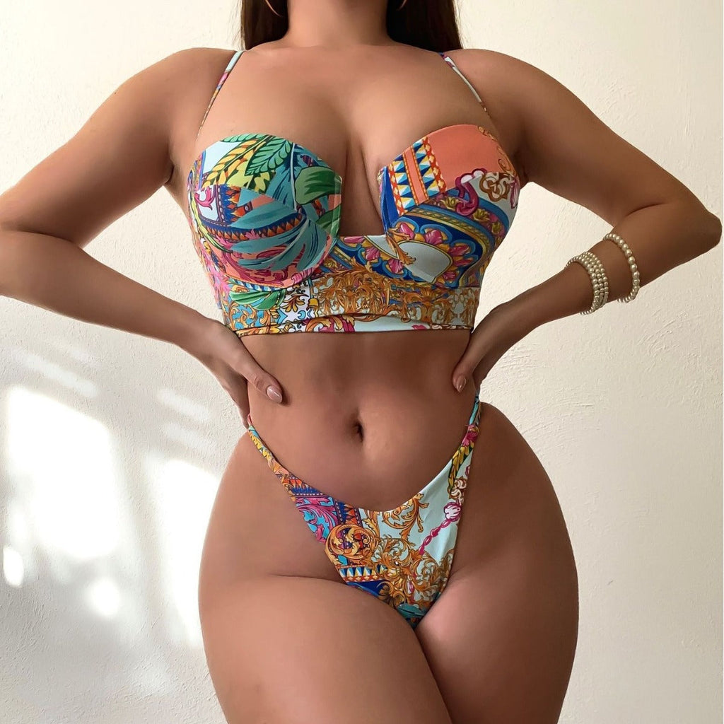 Sexy Tropical Floral Print Hard Cup Bikini Bella Mia