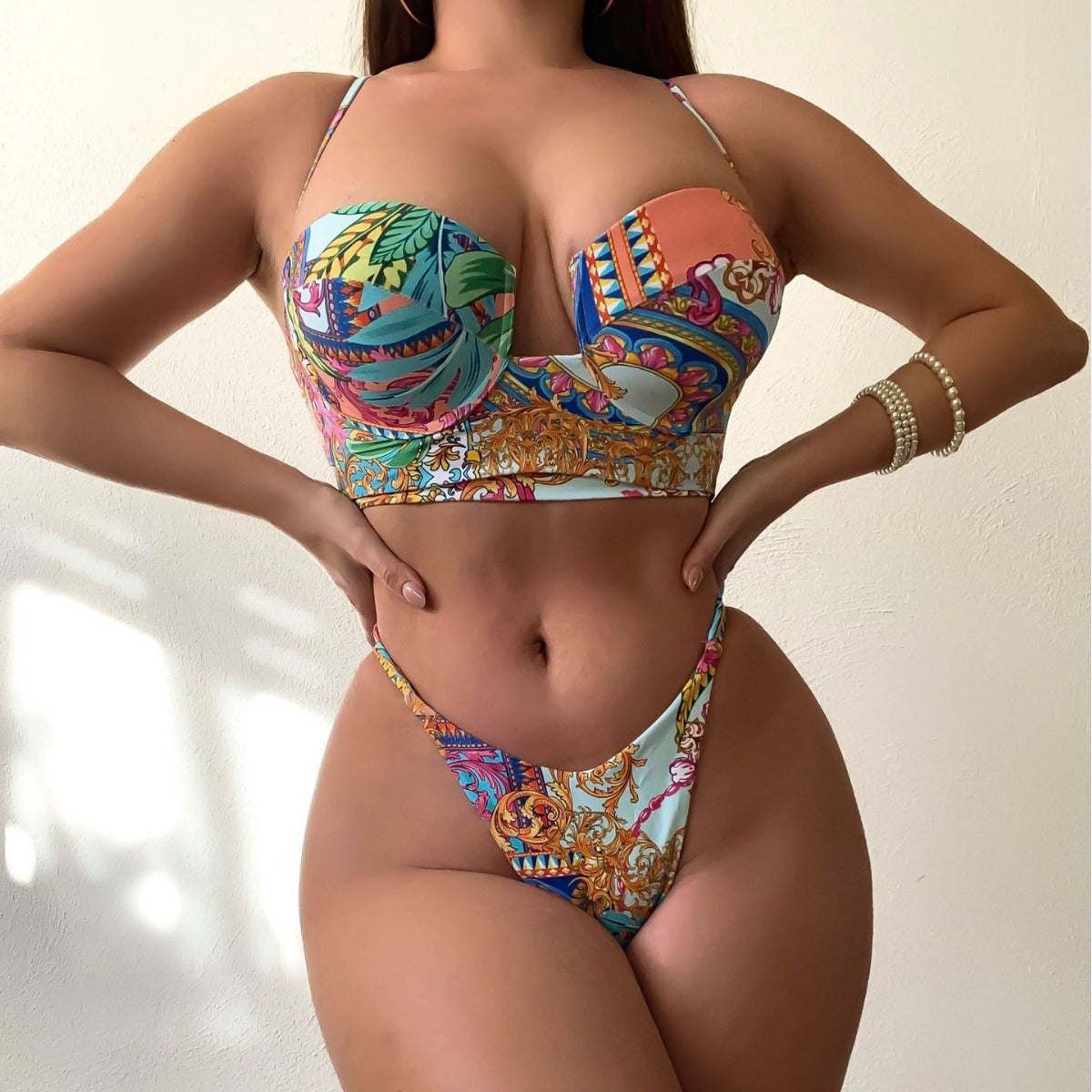 Sexy Tropical Floral Print Hard Cup Bikini Bella Mia