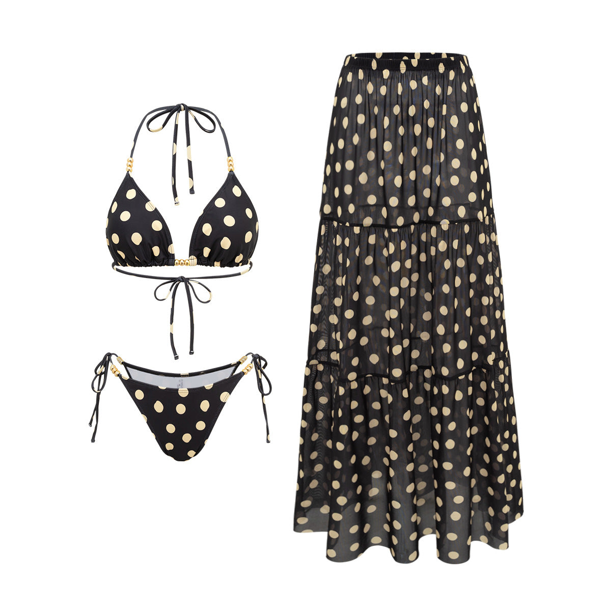 Black White Dot Sexy Swimsuit Slimming Suit Women Dress Beach Swimsuit Three Piece Set