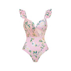 Floral Decorative Mesh Split Swimsuit Women High Waist Bikini Umbrella Skirt Bella Mia