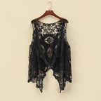 Women Summer Coat Thin Coat Sleeveless Lace Cardigan All Match Shawl Beachwear Sun Protection Clothing Women Hollow Out Cutout Shirt Bella Mia