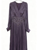 Elegant Long Sleeve Solid Color Diamond Dress Autumn High Grade Waist Slimming Dress Women Bella Mia