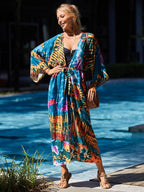 Rayon Belt Beach Cover up Sun Protective Blouse Sun Protection Cardigan Women Swimsuit Bikini Cover up Bella Mia