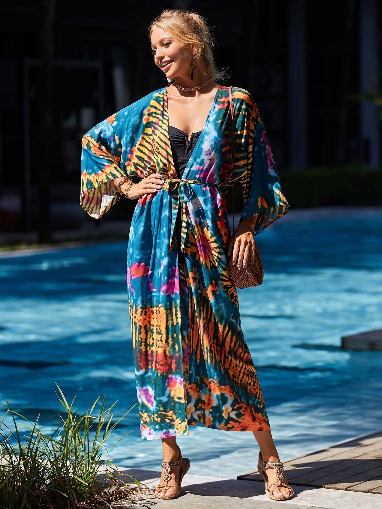 Rayon Belt Beach Cover up Sun Protective Blouse Sun Protection Cardigan Women Swimsuit Bikini Cover up Bella Mia
