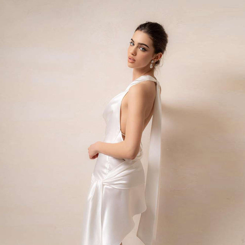 Early Spring Women Clothing Series French High Grade Pile Collar Halter Dress Women Bella Mia