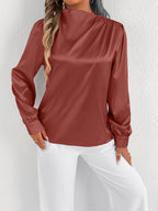 Women Clothing Summer Satin Shirt Women Shirt Light Transparent Satin Top Bella Mia