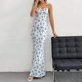 Women Clothing Spring Summer Sweet Fresh Sling Backless Floral Vacation Dress Bella Mia