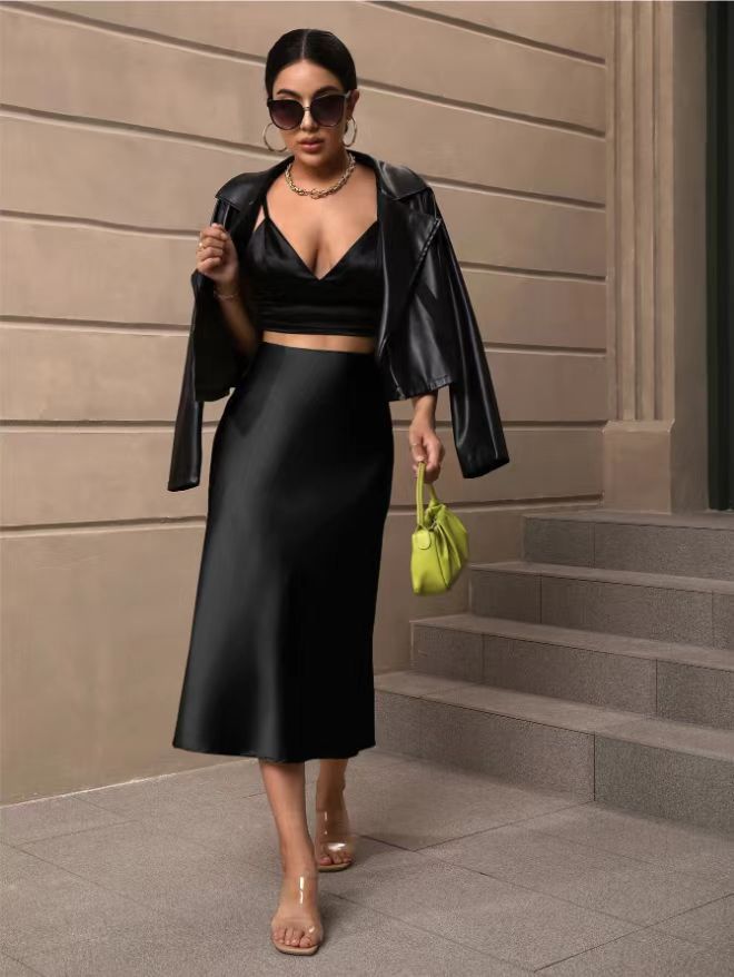 Hip Wrapped Fishtail Skirt Satin Mid Length Skirt Autumn Women Clothing Direct Bella Mia
