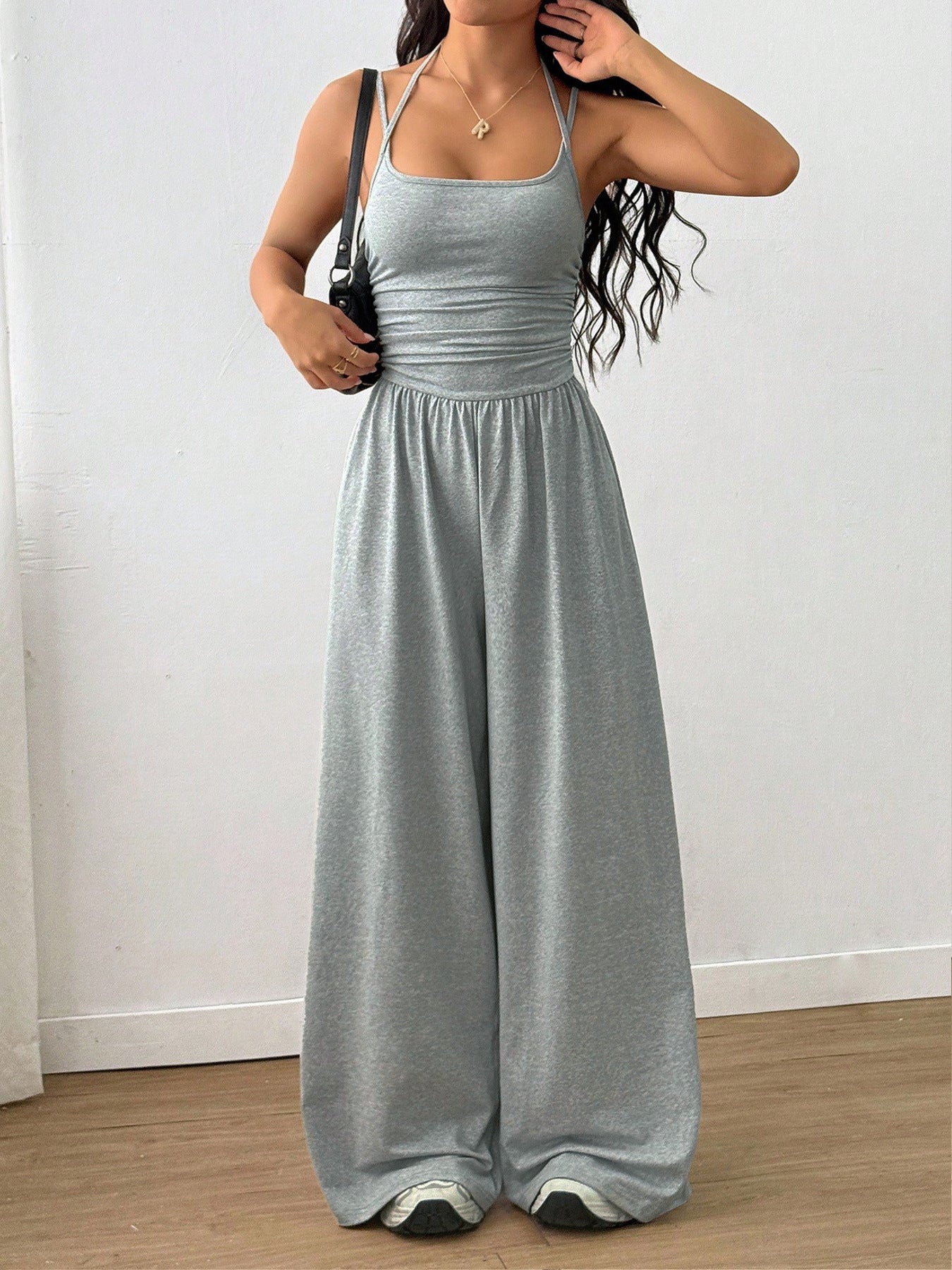 Suspender Women Casual Summer Wide Leg Loose Wrapped Chest Nipped Waist Jumpsuit Bella Mia