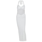 Summer Sexy Solid Color Halter Hollow Out Cutout Sleeveless Slim Fit Hip Dress Bella Mia