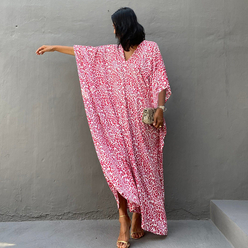 Printed Long Skirt Beach Cover up Vacation Maxi Dress Bikini Swimsuit Blouse Sun Protection Shirt Bella Mia