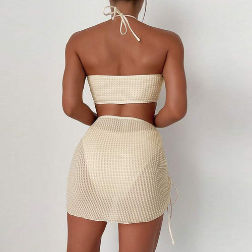 Bikini Drawstring Backless Three Piece Sexy Bikini Swimsuit Swimwear Women Bella Mia