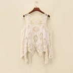 Women Summer Coat Thin Coat Sleeveless Lace Cardigan All Match Shawl Beachwear Sun Protection Clothing Women Hollow Out Cutout Shirt Bella Mia