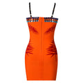 Star Sexy Heavy Industry Beads Printed Mesh V neck Strap Tube Top Backless Bandage One Piece Dress Bella Mia