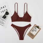 Swimsuit Women Split Three Point Solid Color Special Fabric Internet Celebrity Bikini Bella Mia