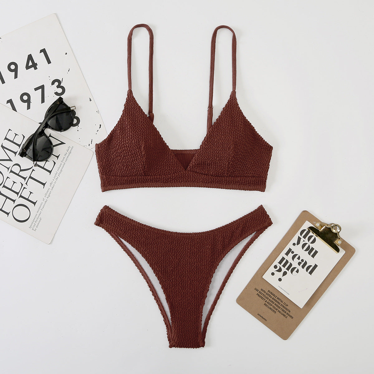 Swimsuit Women Split Three Point Solid Color Special Fabric Internet Celebrity Bikini Bella Mia