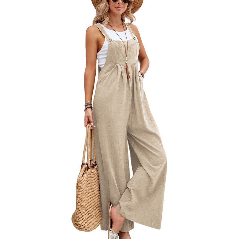 Women Clothing Popular Solid Color Casual Suspender Trousers Bella Mia