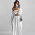 Suspender Top Trousers Long Sleeve Three Piece Set Comfortable Pajamas Autumn Knit Casual Homewear Bella Mia