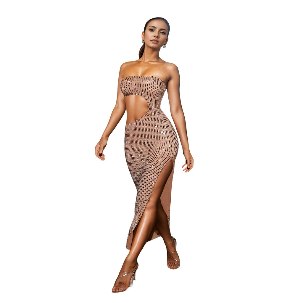 Women Wear Drilling Split Dress Maxi Dress Bella Mia
