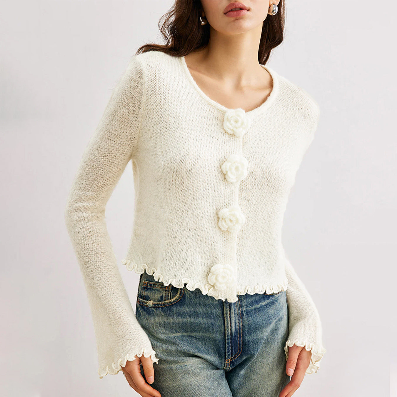 Women Sweater Autumn Winter Three Dimensional Floral Slim Fit Wooden Ear Pullover Women Sweater Top Bella Mia