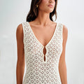 Summer Dress Sexy Sleeveless Hollow Out Cutout Knitted Beach Dress Backless High Grade Women Bella Mia