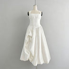 Elegant Retro Halter Tube Top Maxi Dress Waist Slimming Three Dimensional Floral Dress Women Bella Mia