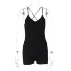 Women Clothing Summer Solid Color Sling Backless Fitness Yoga Tight Jumpsuit Bella Mia