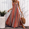 Summer Women V neck Split Sleeveless Dress
