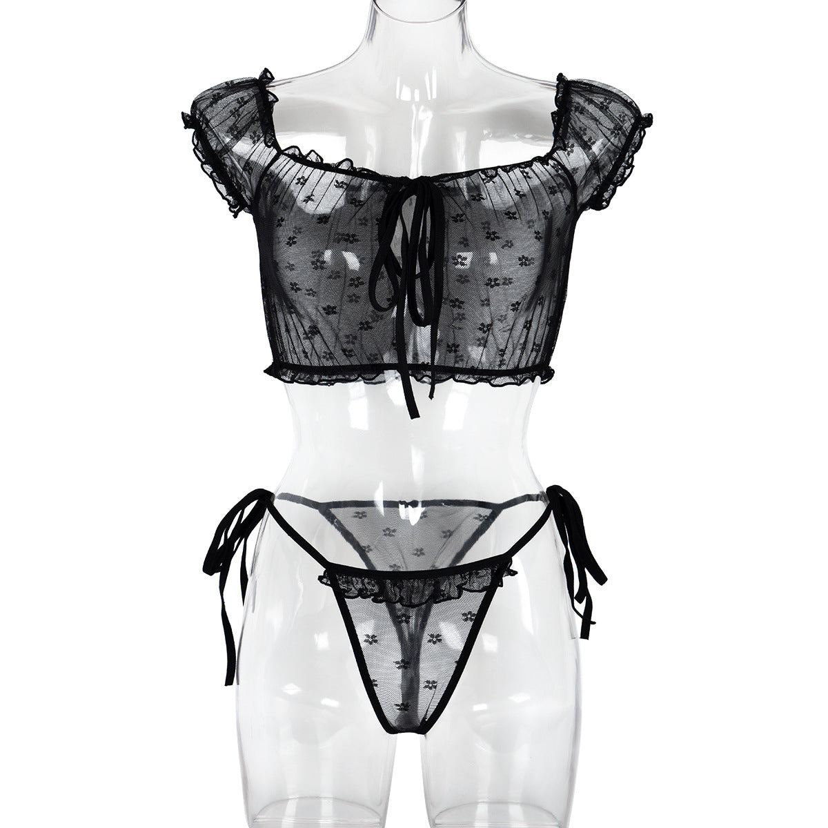 Sexy Underwear Two Piece Wooden Ear See through Bow Collar Sexy Cute Girl Set Bella Mia