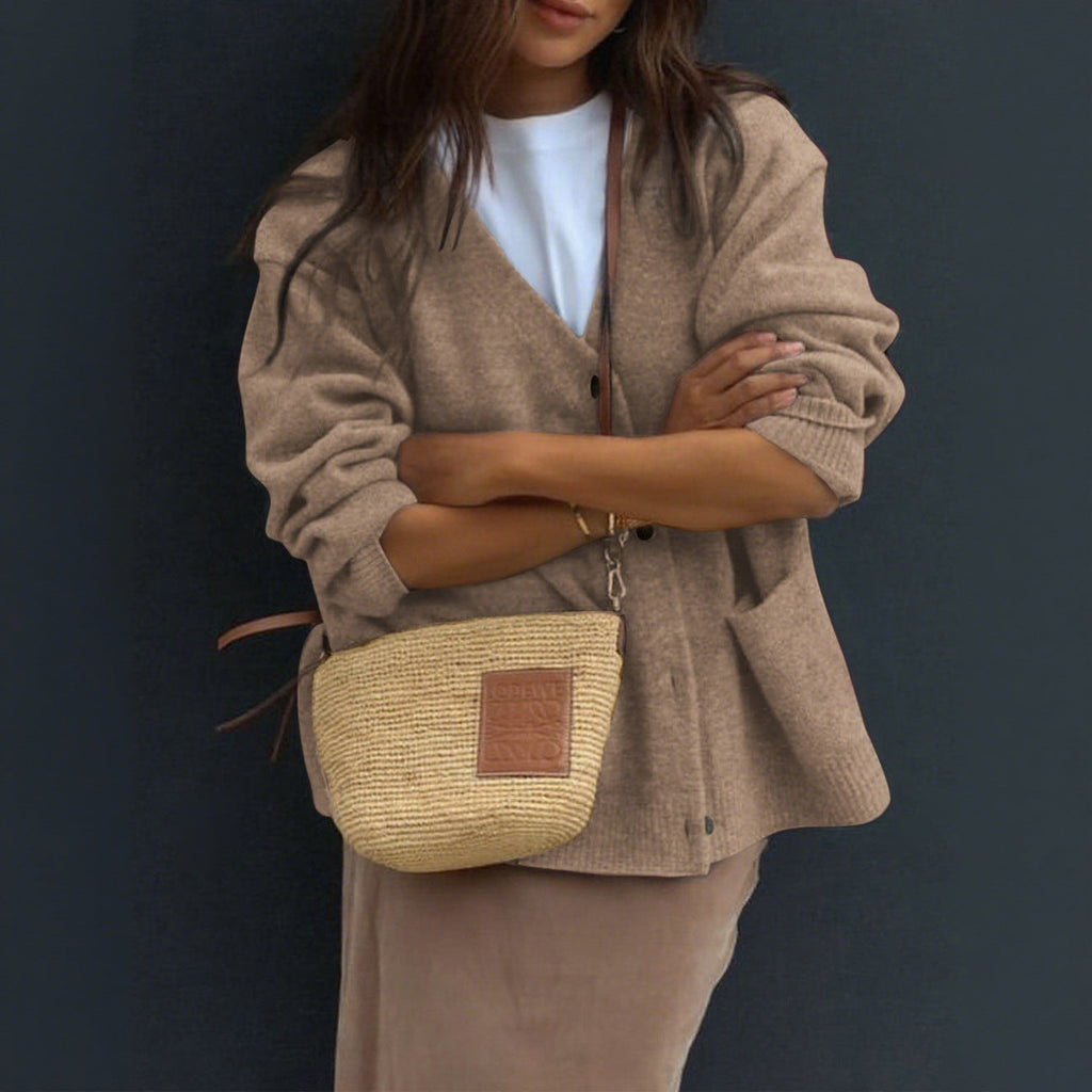 Women Casual Minimalist Long Sleeve Senior Coat Sweater Bella Mia