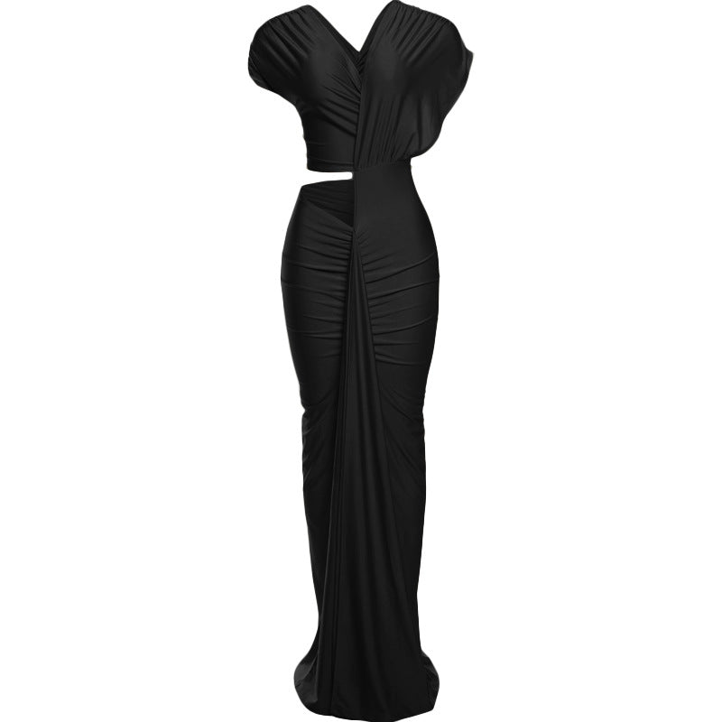 Winter Sexy Slim Fit Cropped Split Dress Solid Color Skinny Sheath Dress Bella Mia