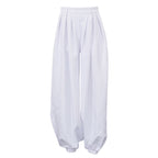 Women Clothing Simple All Match Loose Fit Tappered Trousers Pleated High Waist White Casual Pants Bella Mia