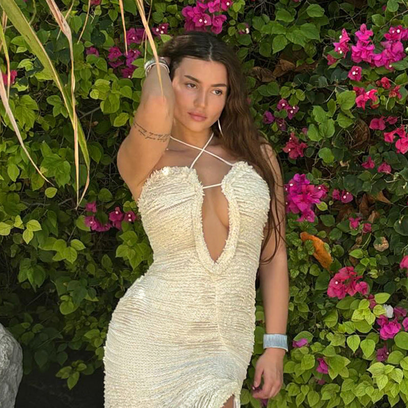 Summer Type Hip Elegant Sexy Mechanism Hollow Out Cutout Split Dress Women Bella Mia