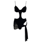 One Piece Solid Color Backless Sexy Slim Mesh Transparent One Piece Swimsuits Set Bella Mia