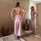 Summer Sexy Wind Cutout Sling Backless Slim Tall Looking Split Dress Bella Mia