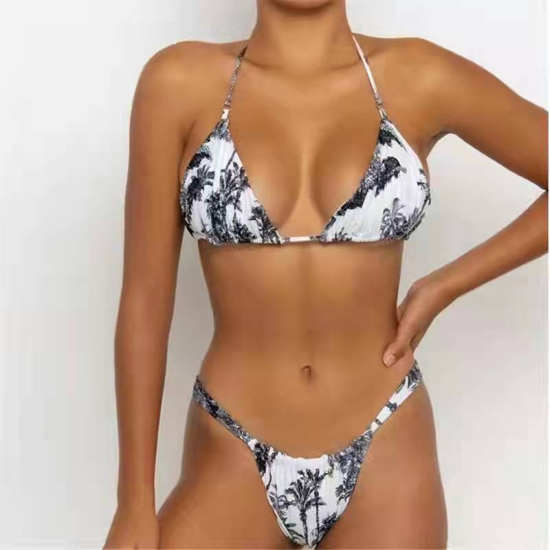Split Bikini Women Swimsuit Strap Solid Color Fabric Chest Pad Push up Bella Mia