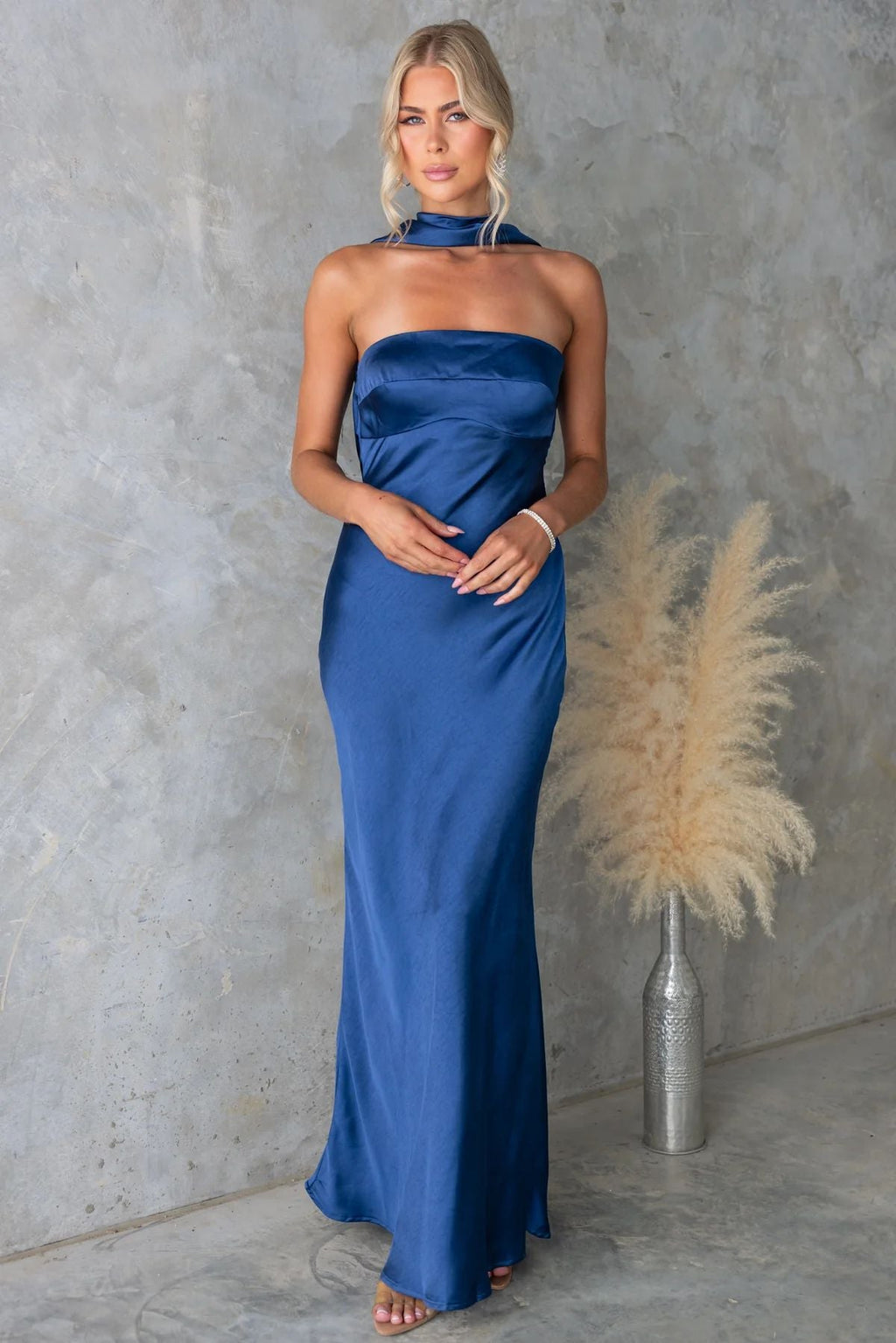 Summer Women Clothing Sexy Halter Satin Mercerized Maxi Dress Bella Mia